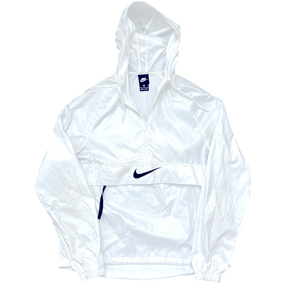 Nike - Women’s Half-Zip Windbreaker Large Back Swoosh Center Swoosh - White M - Picture 2 of 6